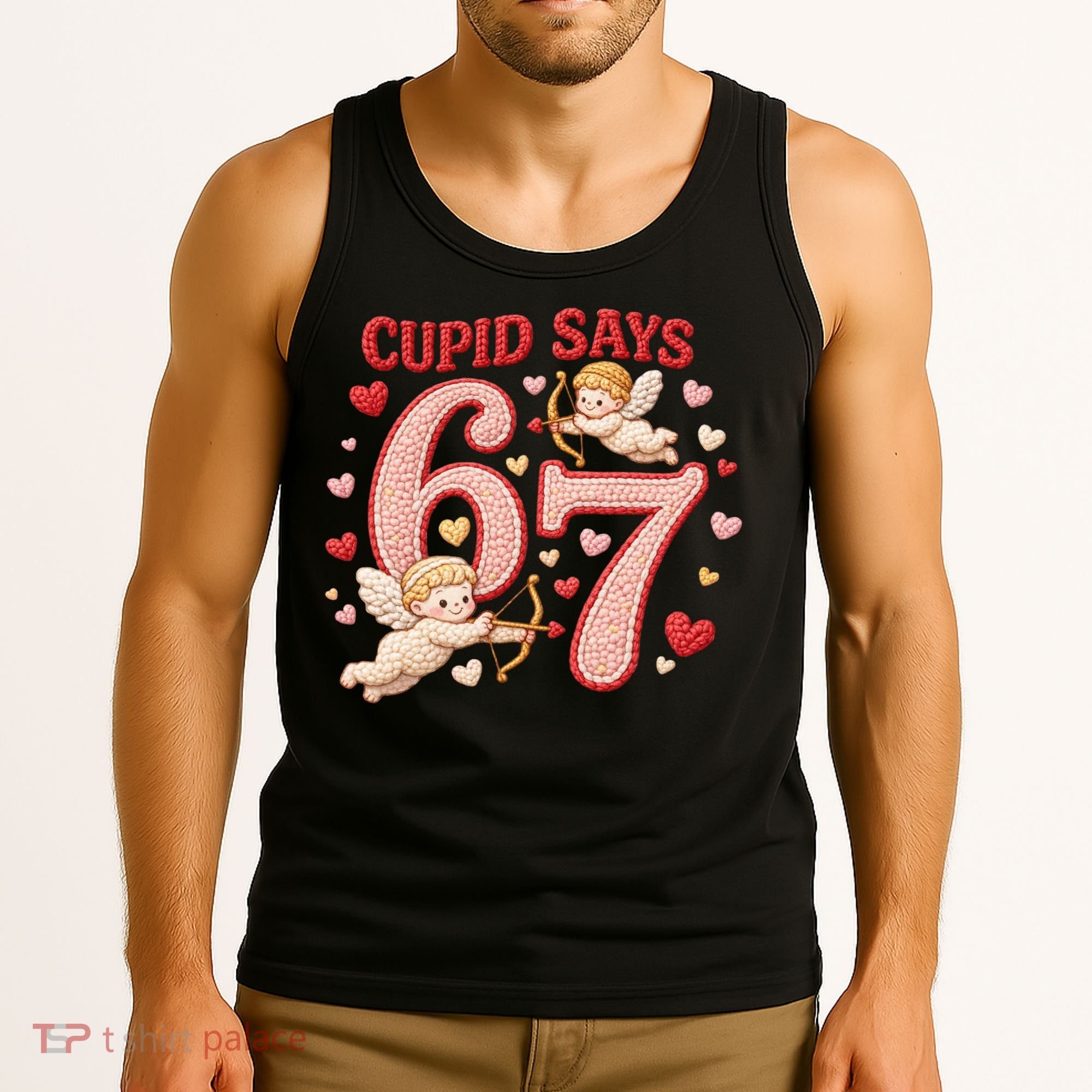 Funny Cupid Says 6-7 Valentines Day 67 Meme Tank Top