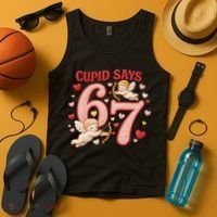 Funny Cupid Says 6-7 Valentines Day 67 Meme Tank Top thumb 4