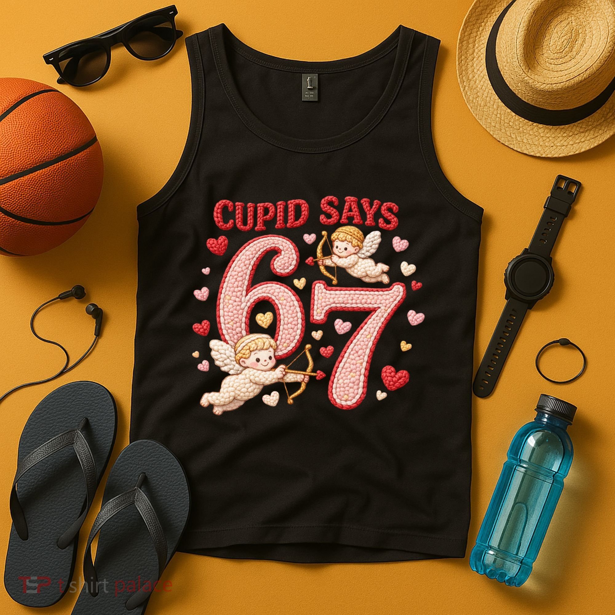 Funny Cupid Says 6-7 Valentines Day 67 Meme Tank Top