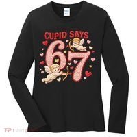 Funny Cupid Says 6-7 Valentines Day 67 Meme Women's Long Sleeve Shirt thumb 0