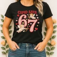 Funny Cupid Says 6-7 Valentines Day 67 Meme Women's T-Shirt thumb 2