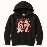 Funny Cupid Says 6-7 Valentines Day 67 Meme Kids Hoodie thumb 0