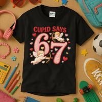 Funny Cupid Says 6-7 Valentines Day 67 Meme Kids T-Shirt thumb 3