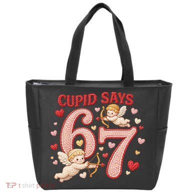 Funny Cupid Says 6-7 Valentines Day 67 Meme Tote Bag
