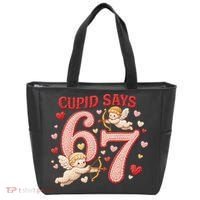 Funny Cupid Says 6-7 Valentines Day 67 Meme Tote Bag thumb 0