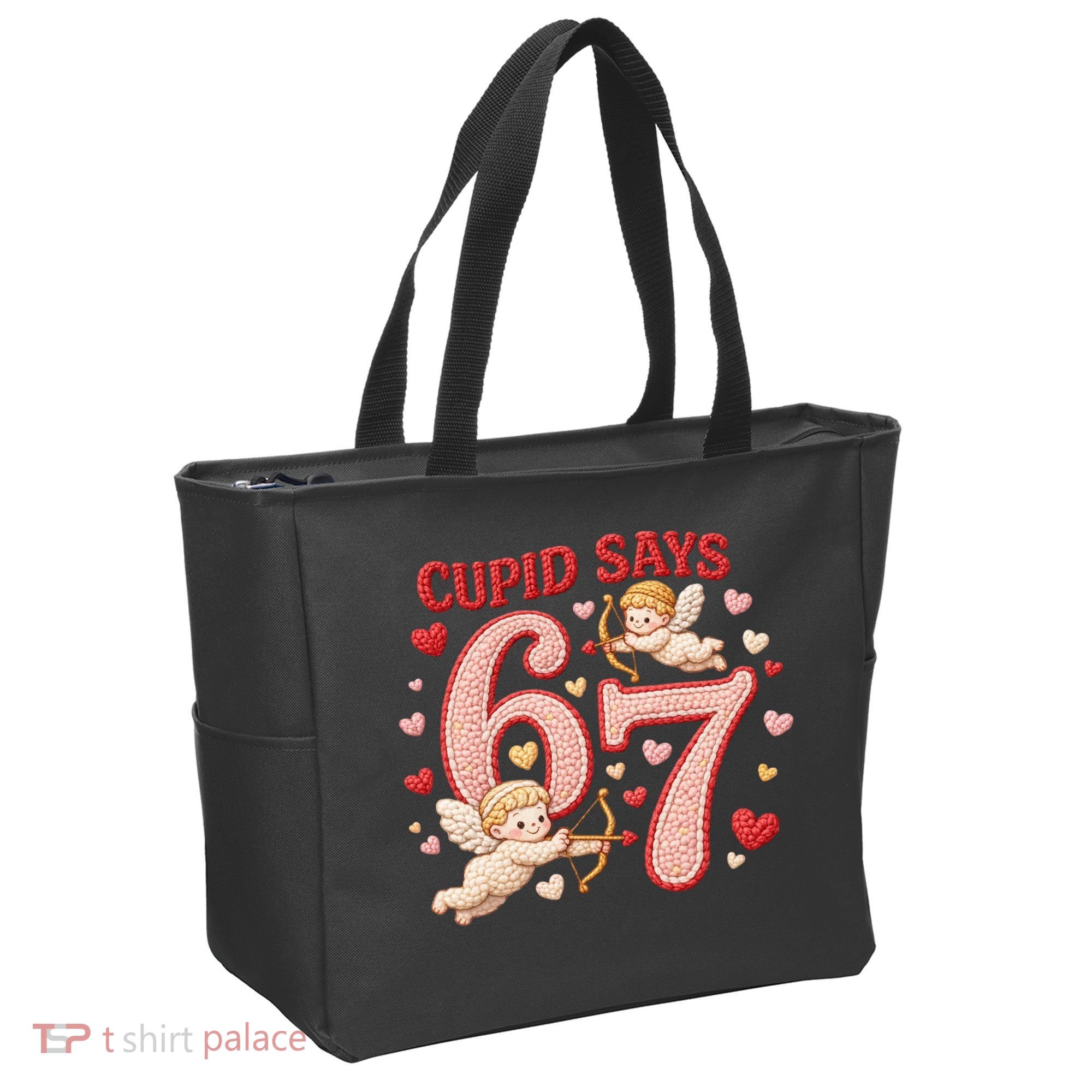Funny Cupid Says 6-7 Valentines Day 67 Meme Tote Bag