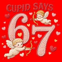Funny Cupid Says 6-7 Valentines Day 67 Meme Santa Hat thumb 1