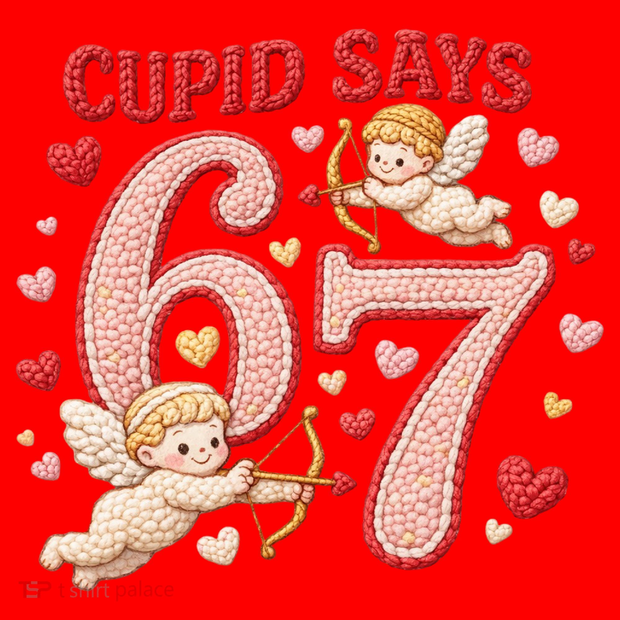 Funny Cupid Says 6-7 Valentines Day 67 Meme Santa Hat