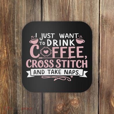 Funny Cross Stitch Crochet Design For Craft Lovers Knitting Coaster
