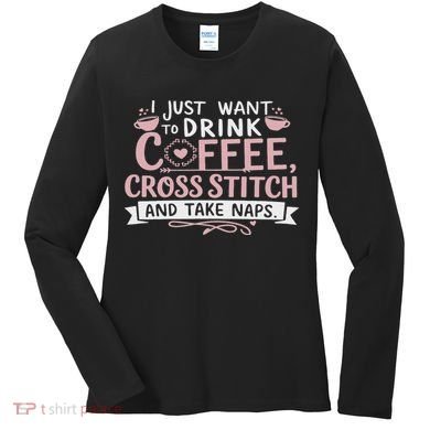 Funny Cross Stitch Crochet Design For Craft Lovers Knitting Women's Long Sleeve Shirt