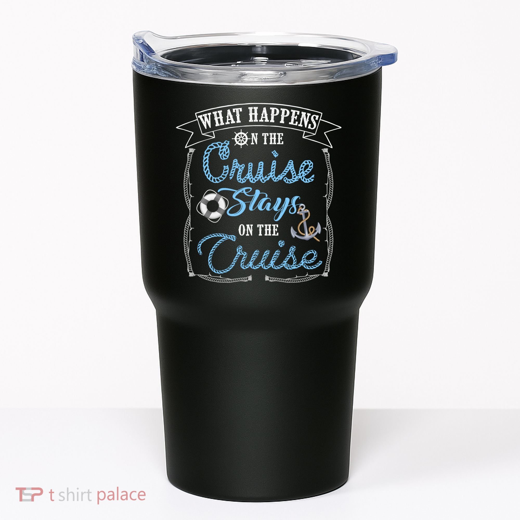 Funny Cruise Ship Vacation Gift What Happens Stays Gift Tumbler