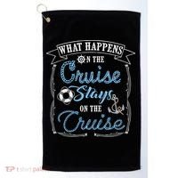 Funny Cruise Ship Vacation Gift What Happens Stays Gift Golf Towel thumb 0
