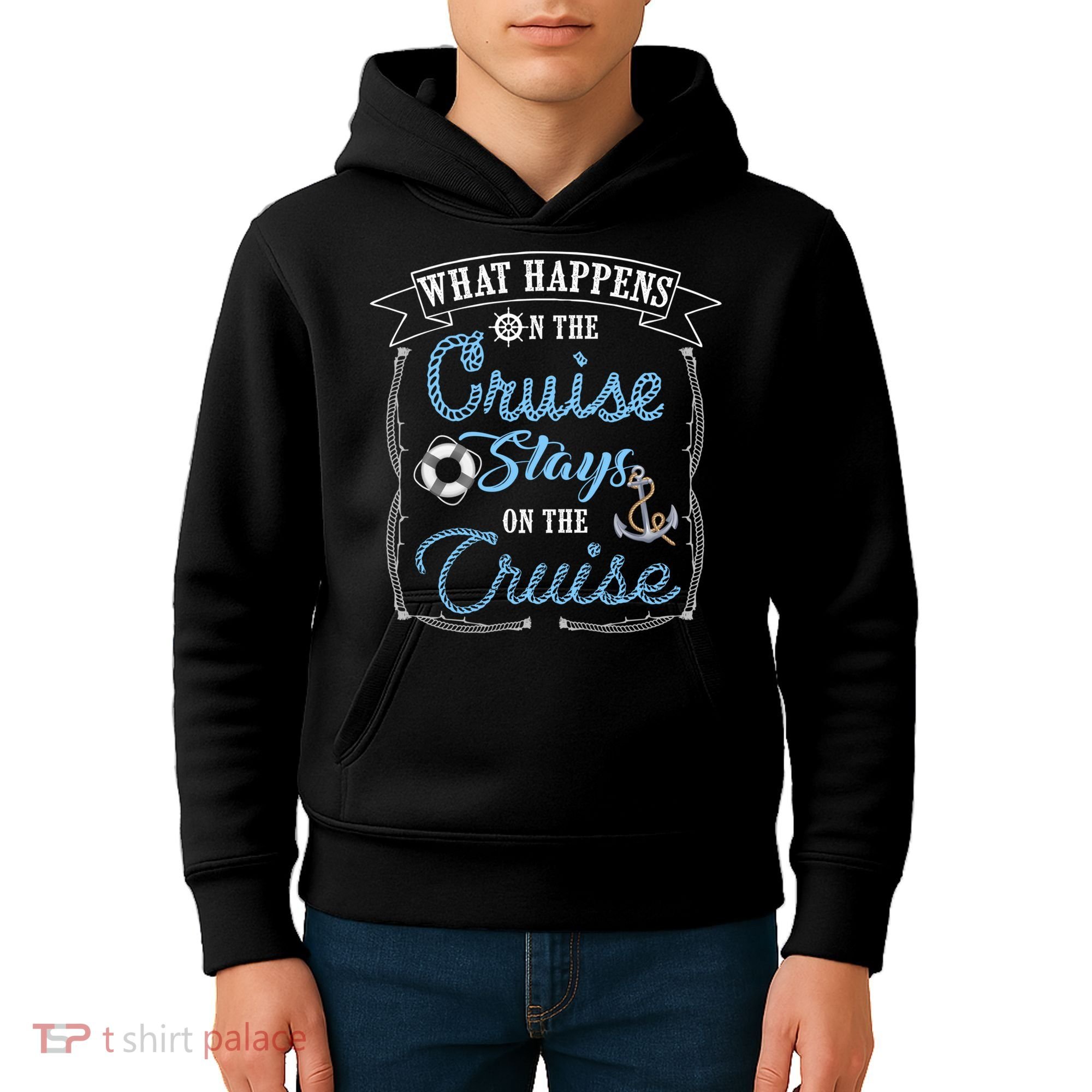 Funny Cruise Ship Vacation Gift What Happens Stays Gift Kids Hoodie