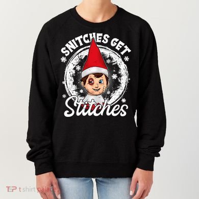 Funny Christmas Snitches Get Stitches Women's Sweatshirt