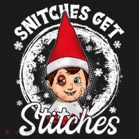 Funny Christmas Snitches Get Stitches Bucket Hat thumb 4