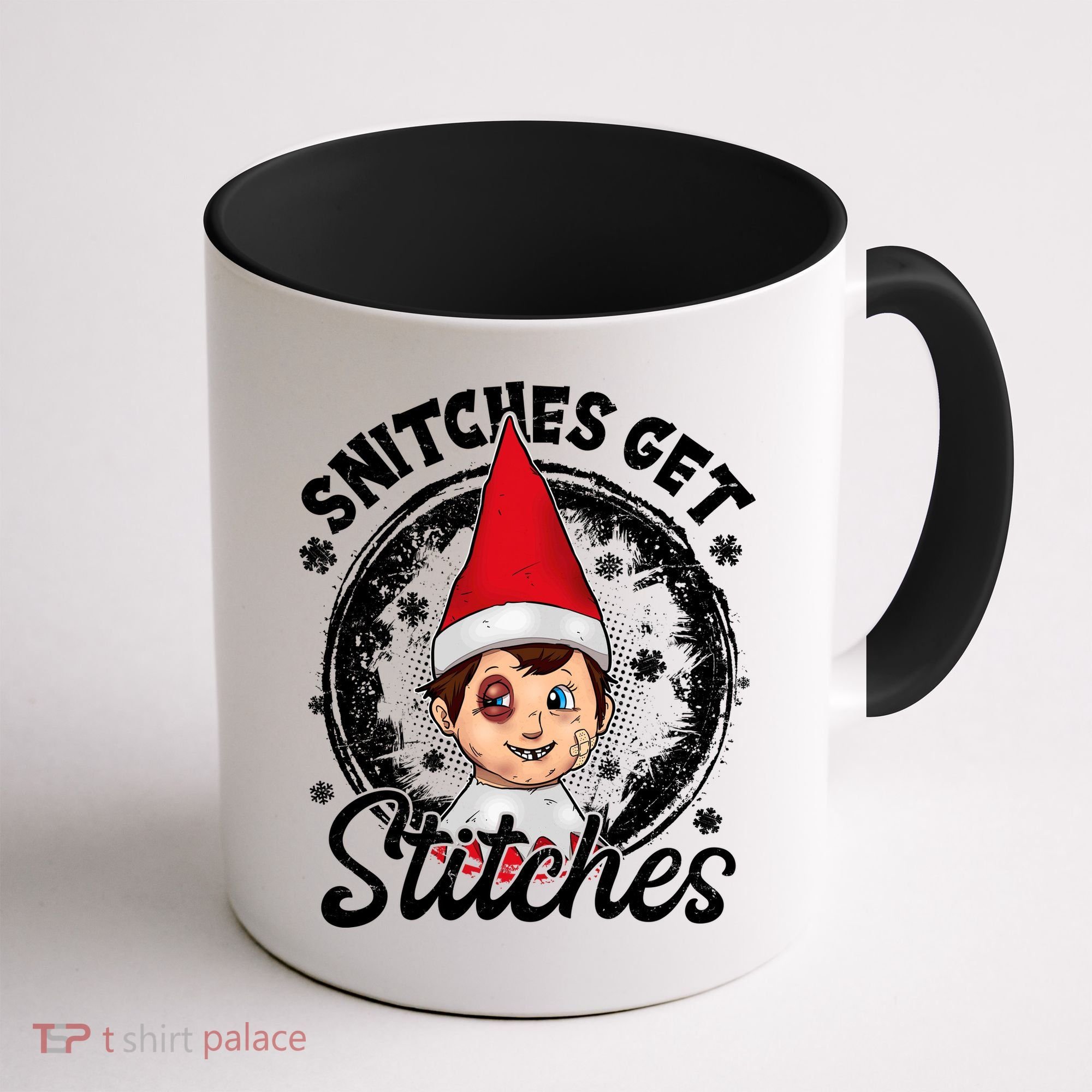 Funny Christmas Snitches Get Stitches Coffee Mug