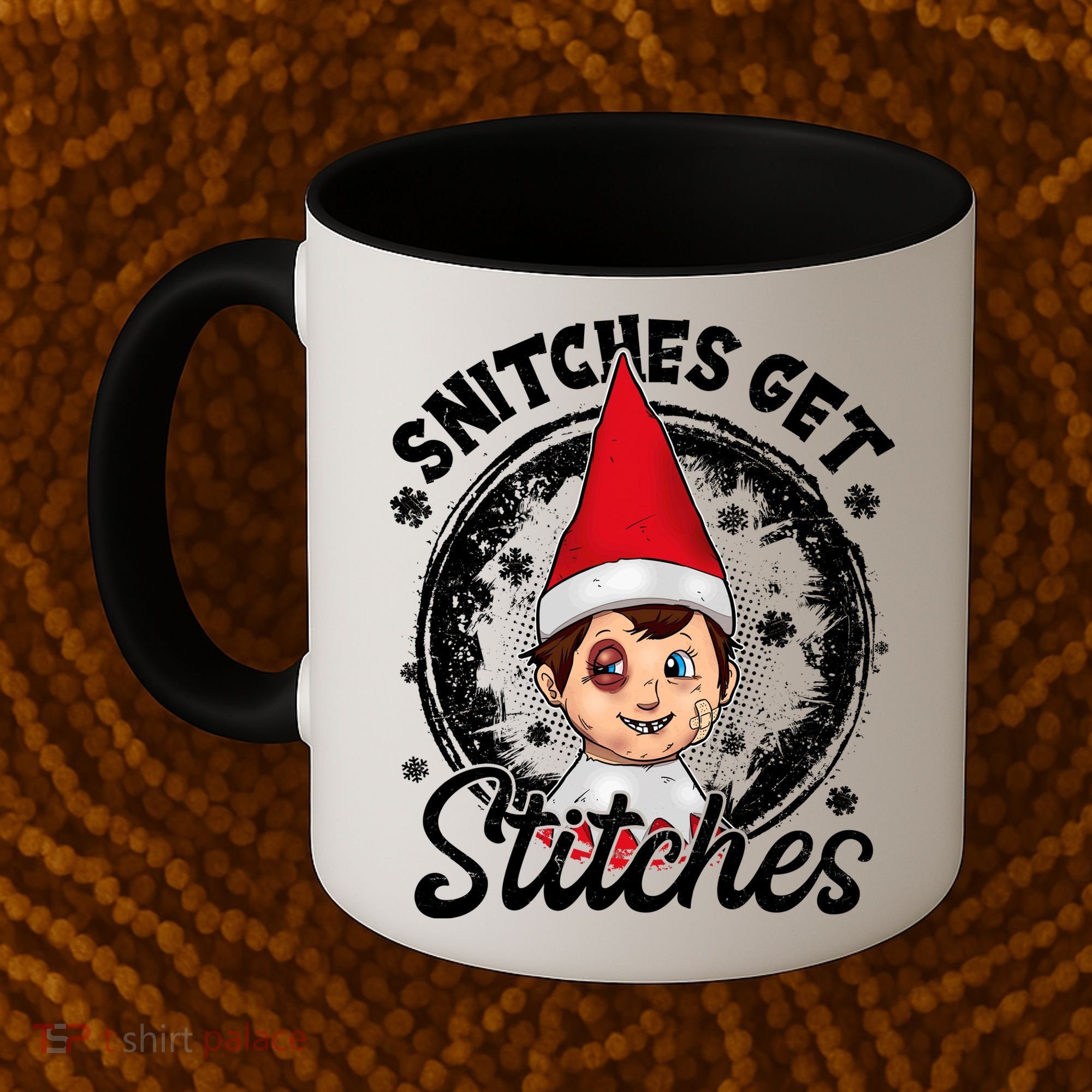 Funny Christmas Snitches Get Stitches Coffee Mug