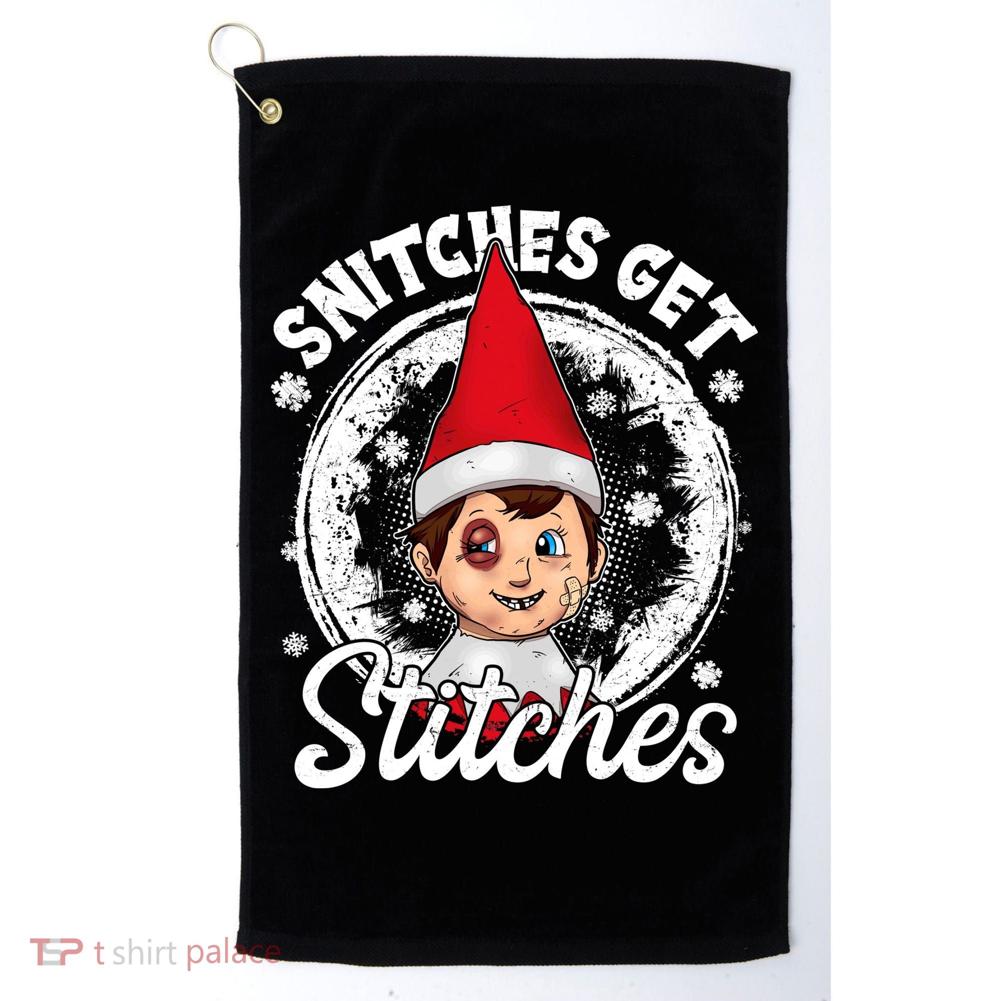 Funny Christmas Snitches Get Stitches Golf Towel