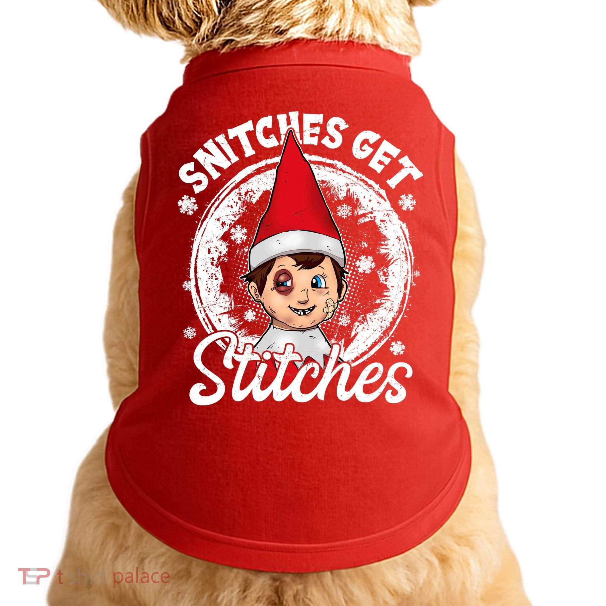 Funny Christmas Snitches Get Stitches Doggie Tank