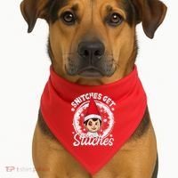 Funny Christmas Snitches Get Stitches USA-Made Doggie Bandana thumb 1