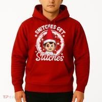 Funny Christmas Snitches Get Stitches Hoodie thumb 2