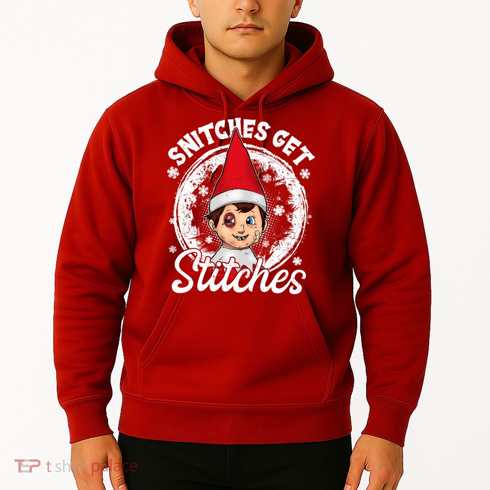 Funny Christmas Snitches Get Stitches Hoodie