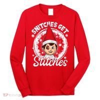 Funny Christmas Snitches Get Stitches Long Sleeve Shirt thumb 0
