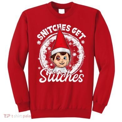 Funny Christmas Snitches Get Stitches Sweatshirt