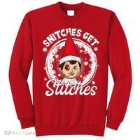 Funny Christmas Snitches Get Stitches Sweatshirt thumb 0