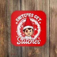 Funny Christmas Snitches Get Stitches Coaster thumb 0