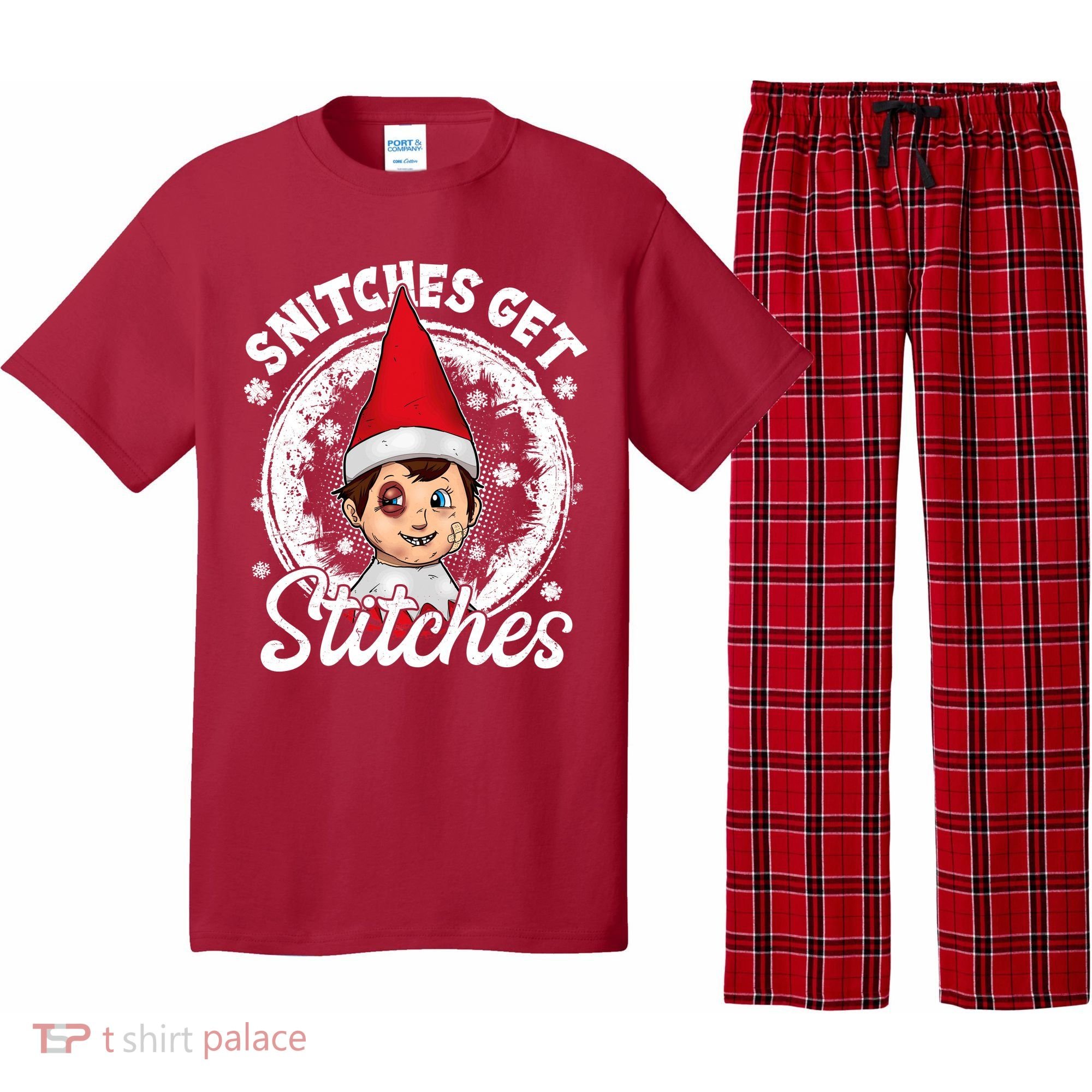 Funny Christmas Snitches Get Stitches Pajama Set