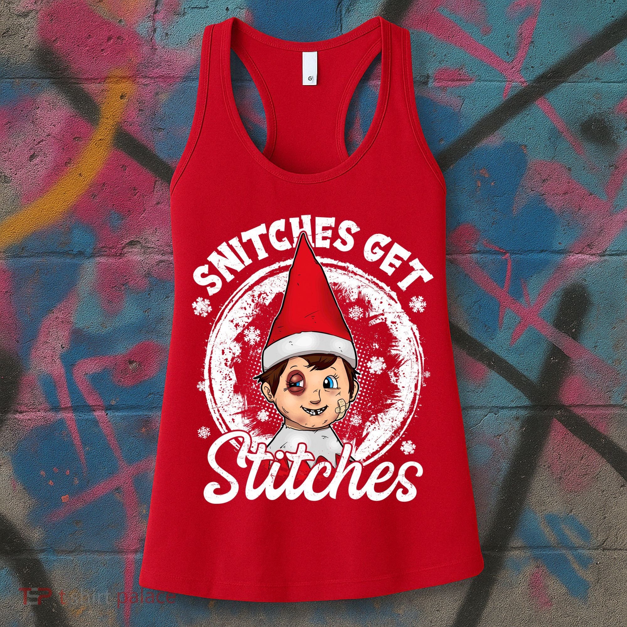 Funny Christmas Snitches Get Stitches Women's Tank Top
