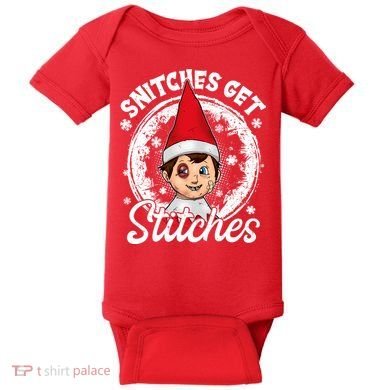 Funny Christmas Snitches Get Stitches Baby Bodysuit