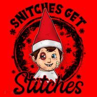 Funny Christmas Snitches Get Stitches Santa Hat thumb 1