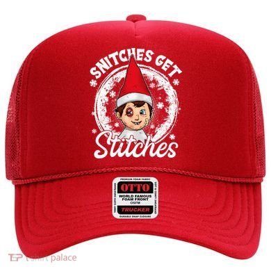 Funny Christmas Snitches Get Stitches Hat