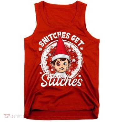 Funny Christmas Snitches Get Stitches Tank Top