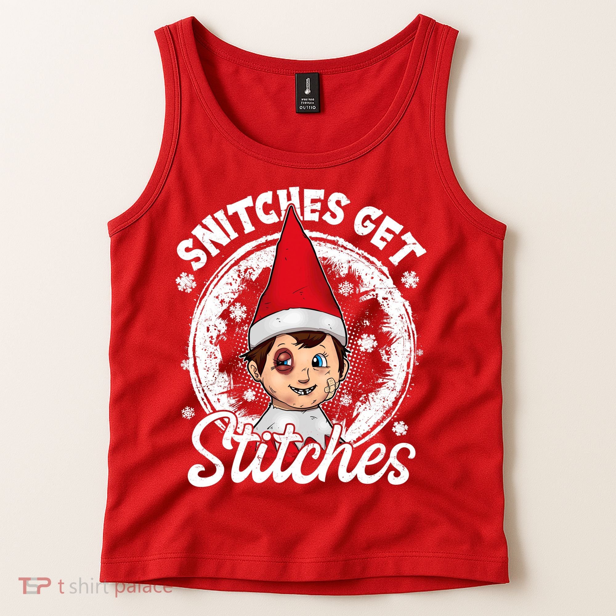 Funny Christmas Snitches Get Stitches Tank Top