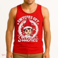 Funny Christmas Snitches Get Stitches Tank Top thumb 3