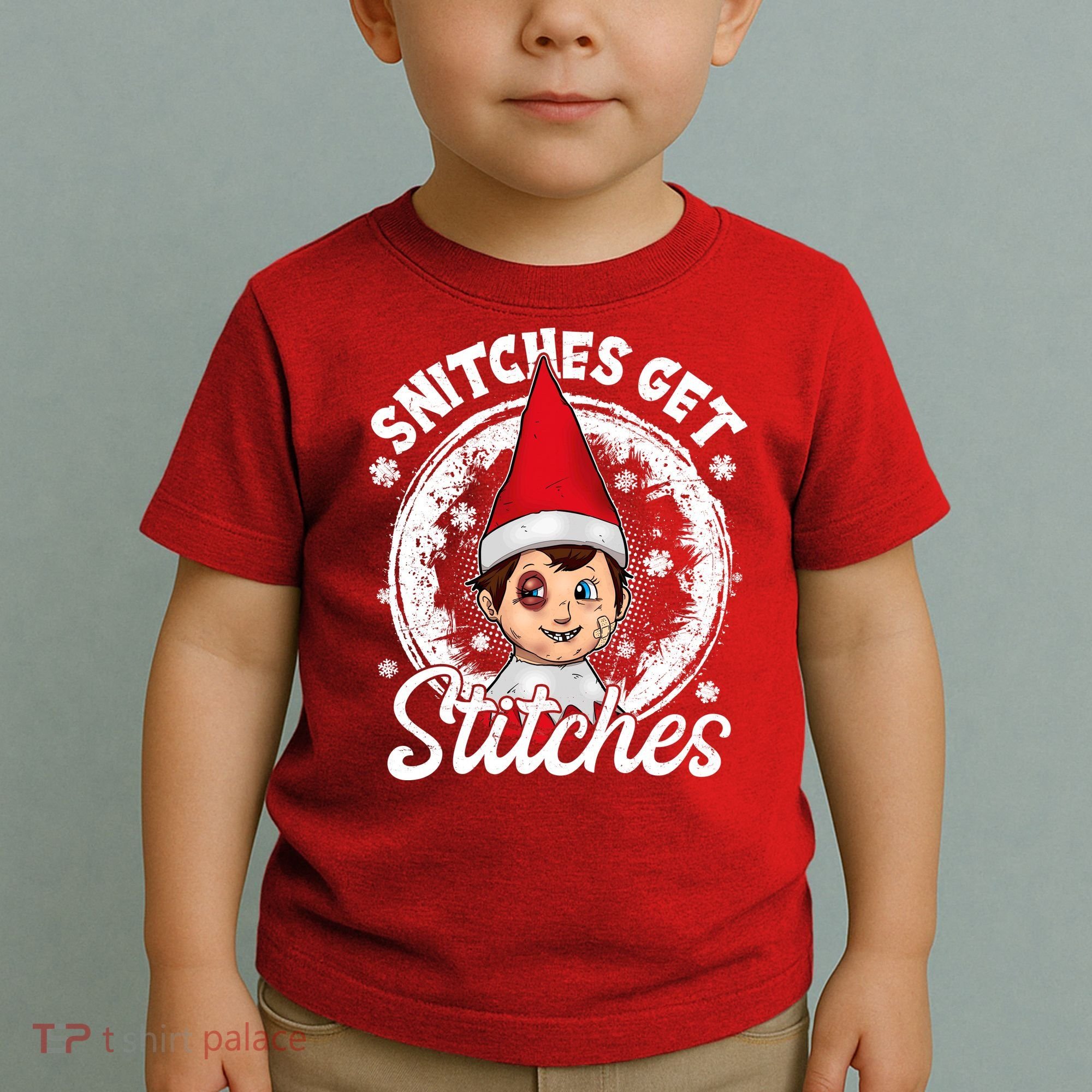 Funny Christmas Snitches Get Stitches Toddler T-Shirt