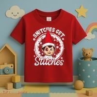 Funny Christmas Snitches Get Stitches Toddler T-Shirt thumb 3