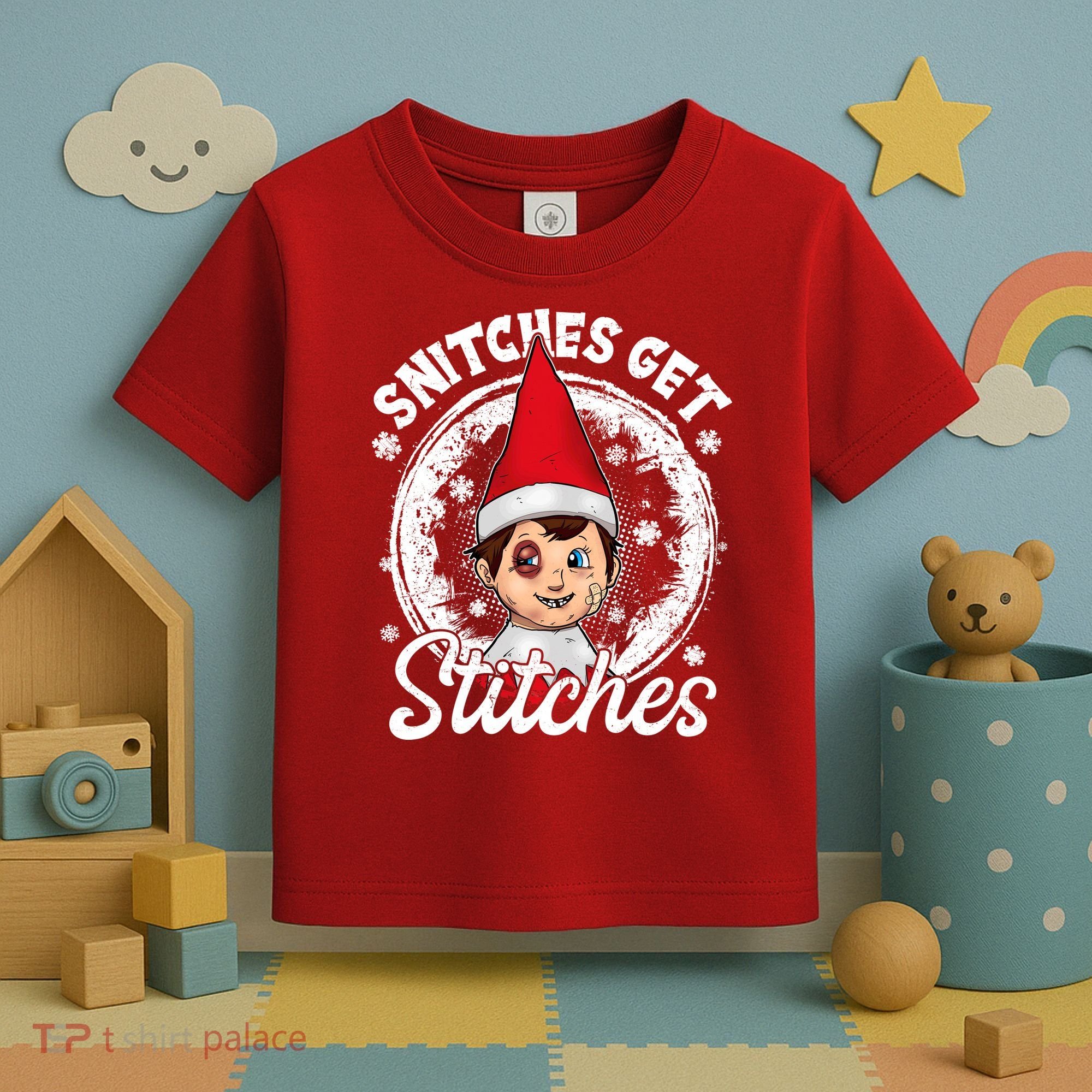 Funny Christmas Snitches Get Stitches Toddler T-Shirt