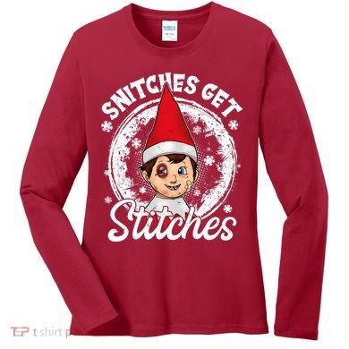 Funny Christmas Snitches Get Stitches Women's Long Sleeve Shirt