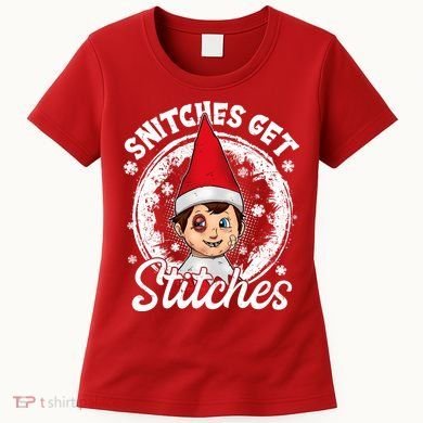 Funny Christmas Snitches Get Stitches Women's T-Shirt