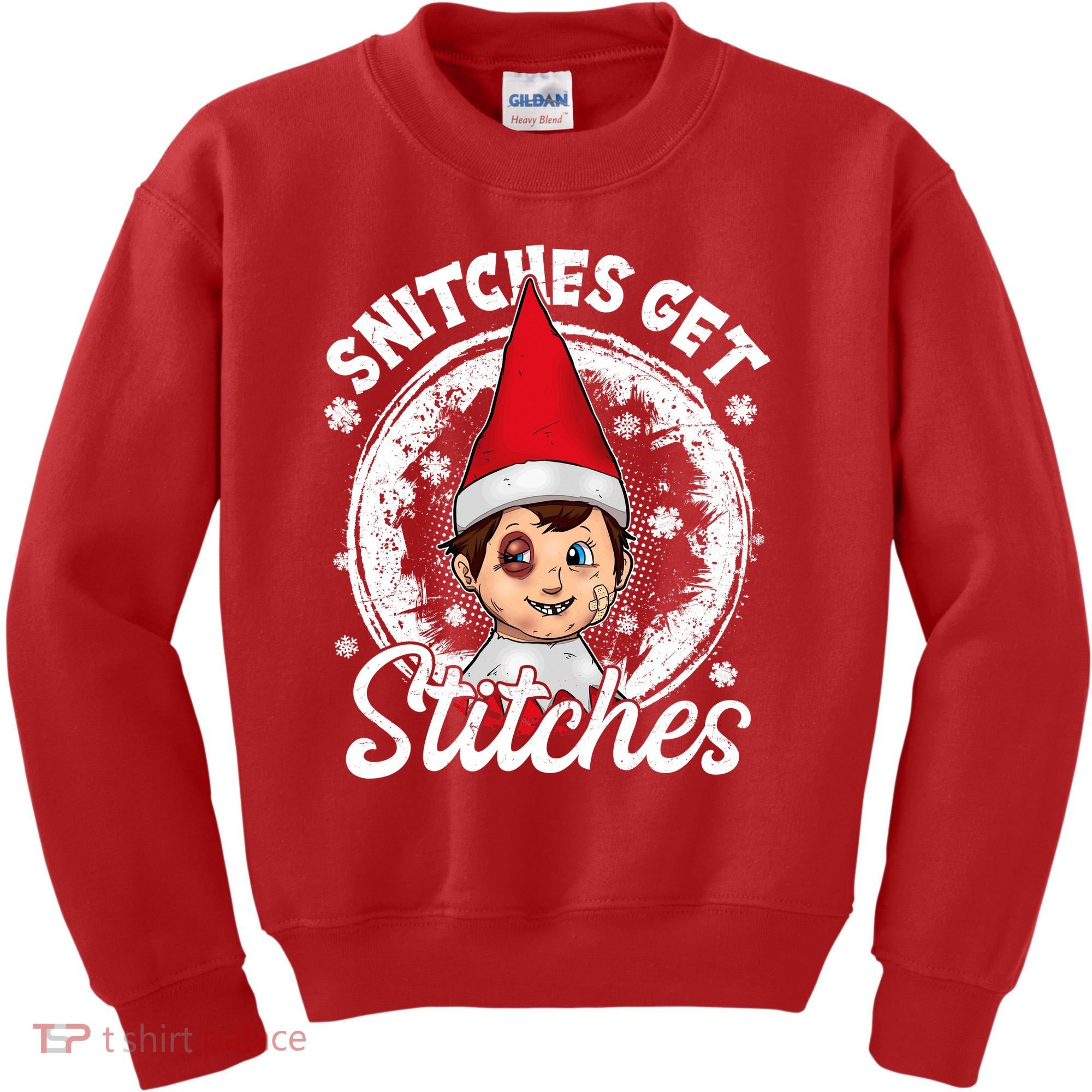Funny Christmas Snitches Get Stitches Kids Sweatshirt