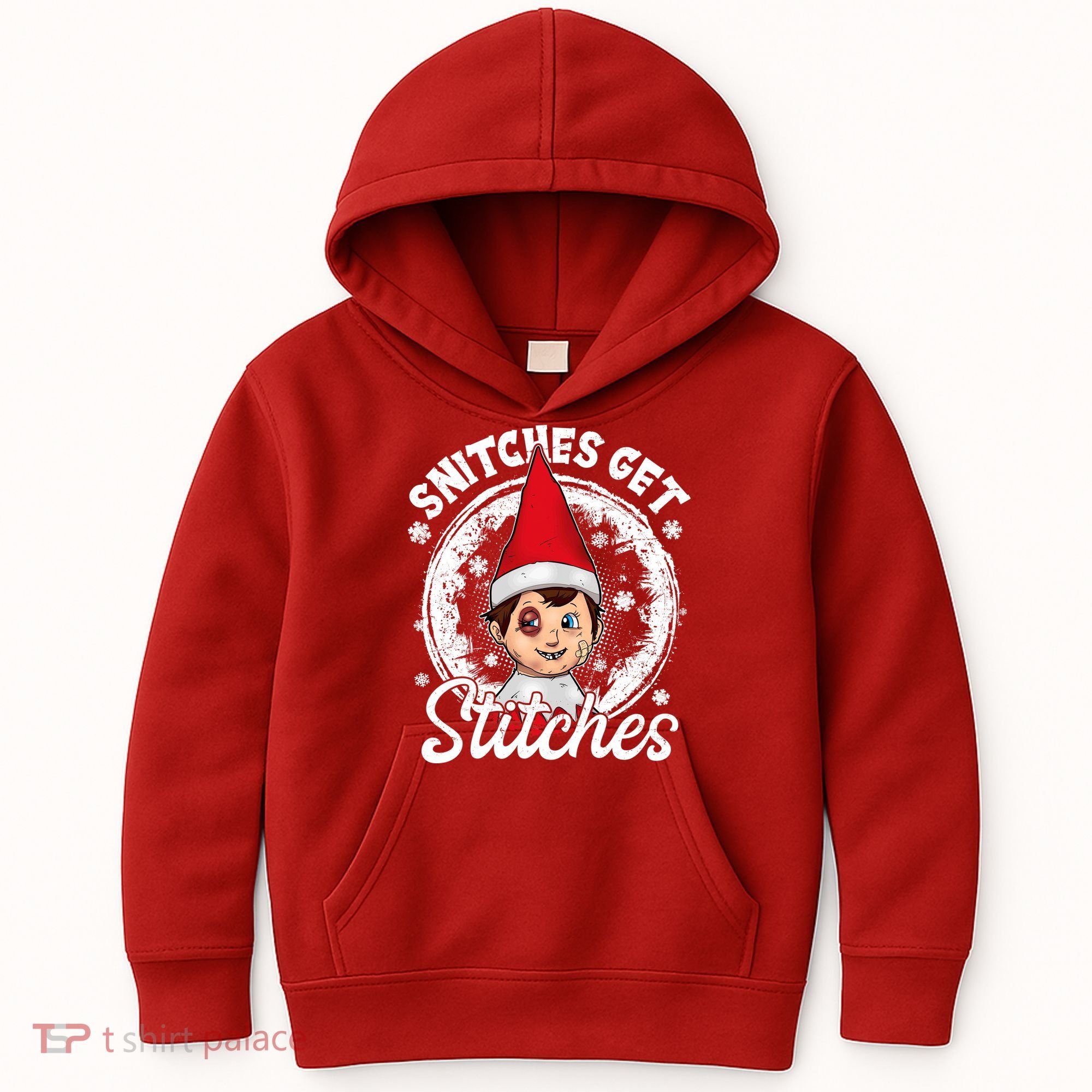 Funny Christmas Snitches Get Stitches Kids Hoodie