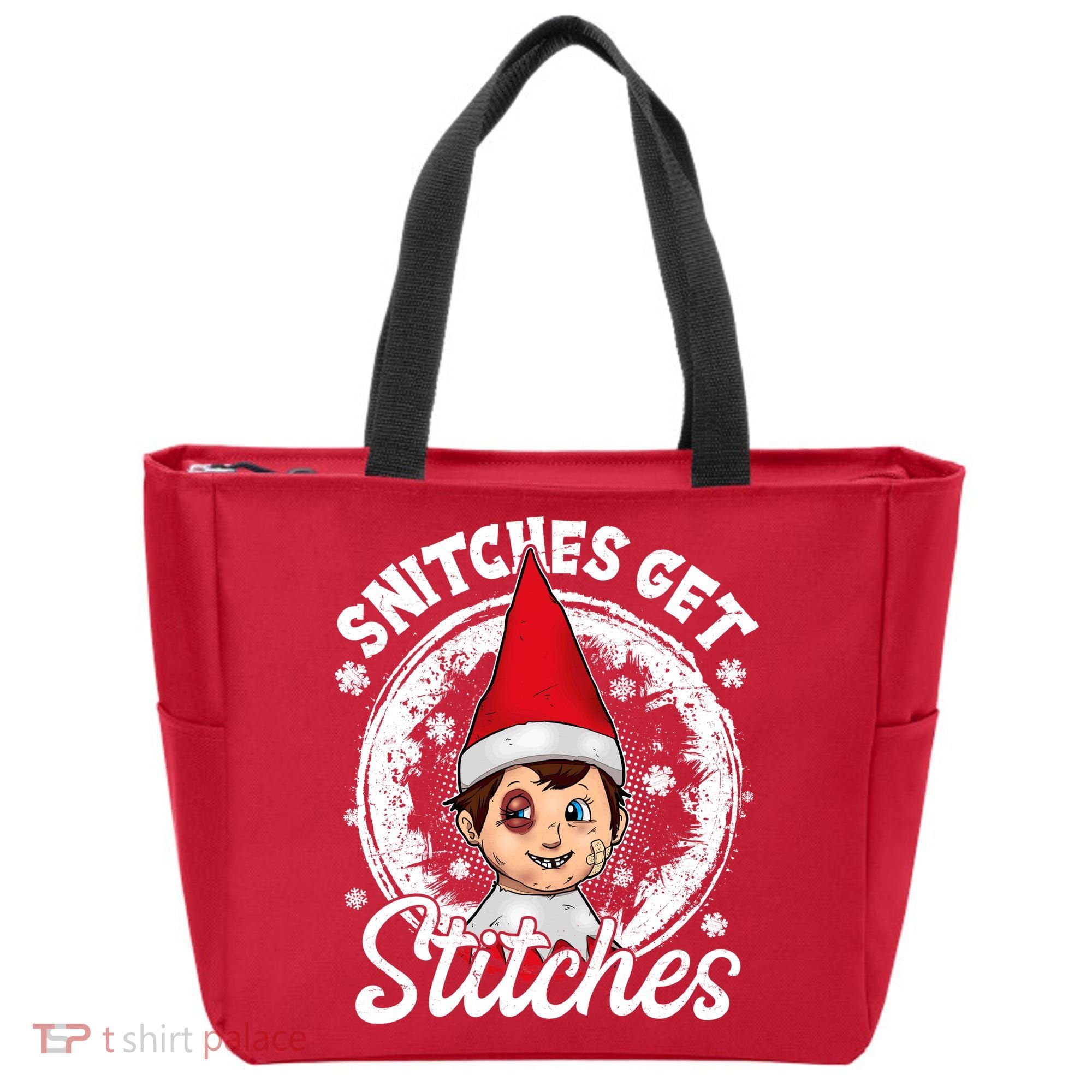 Funny Christmas Snitches Get Stitches Tote Bag