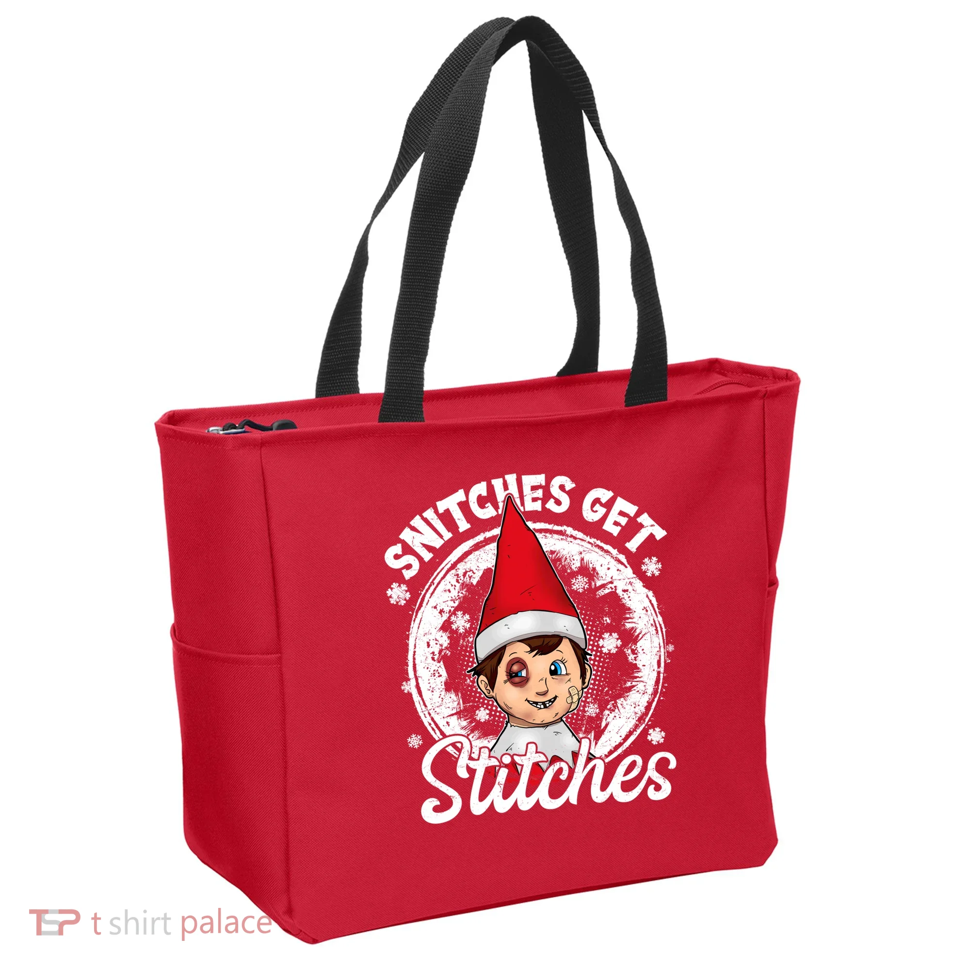 Funny Christmas Snitches Get Stitches Tote Bag