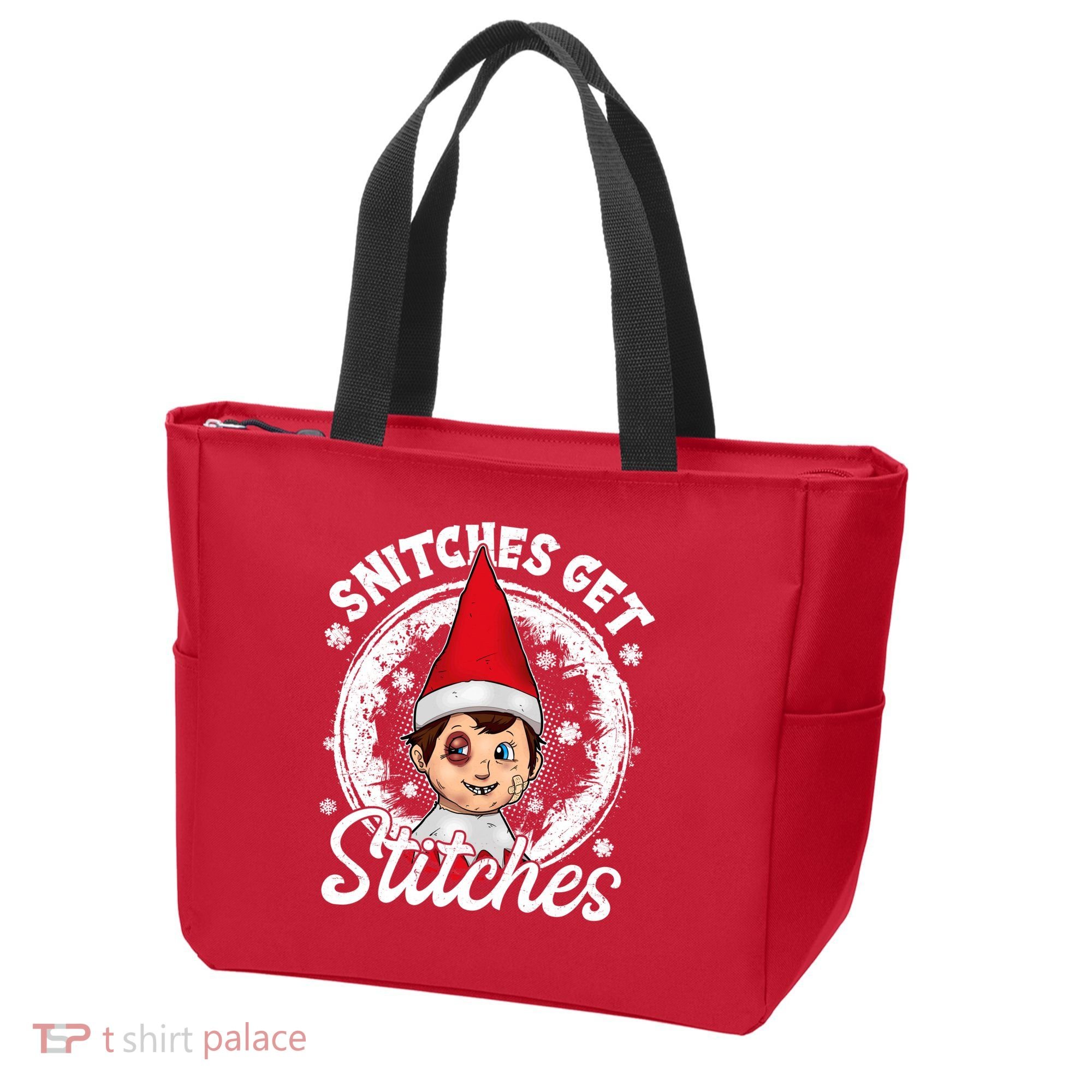 Funny Christmas Snitches Get Stitches Tote Bag