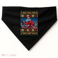 Funny Christmas Santa Claus Snowboarding Ugly Sweater Gift Funny Gift USA-Made Doggie Bandana thumb 0