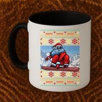 Funny Christmas Santa Claus Snowboarding Ugly Sweater Gift Funny Gift Coffee Mug thumb 2